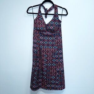 New Krimson Klover‎ Red Geometric Print Marino Halter Dress Size XS